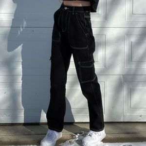Black with white contrast cargo jeans